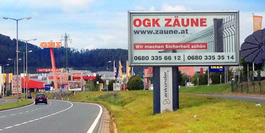 Advertising on lit jumbo posters | Sms Marketing d.o.o. | Advertisement on the Austrian market - Ograje Kocevar