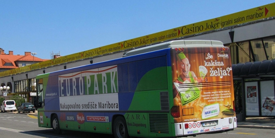 Advertising on buses in Slovenia | Sms Marketing d.o.o. | advertisement on a bus - entire bus - Europark
