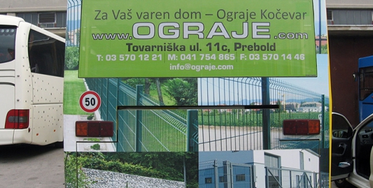 Advertising on busses in Slovenia | Sms Marketing d.o.o. | Advertisement on the back side of the bus - Ograje Kocevar