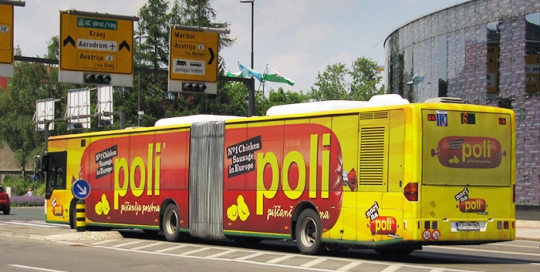 Oglaševanje na avtobusih | Sms Marketing d.o.o. | Oglas na avtobusu - celi avtobus - Perutnina Ptuj
