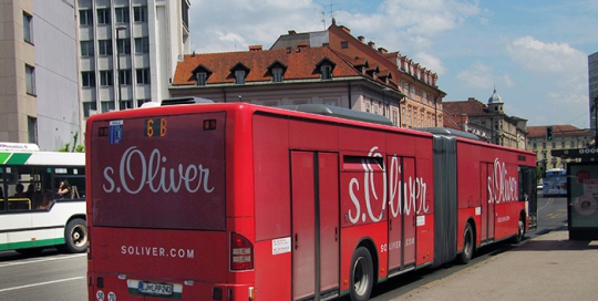 Advertising on buses in Slovenia | Sms Marketing d.o.o. | advertisement on a bus - entire bus - S.Oliver