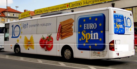 Oglaševanje na avtobusih | Sms Marketing d.o.o. | Oglas na avtobusu - celi avtobus - Euro Spin
